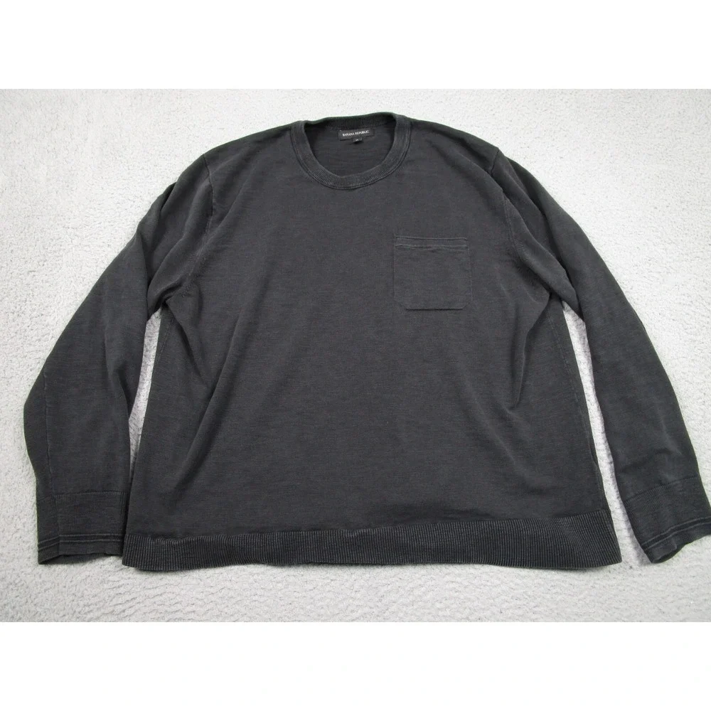 Banana Republic Sweater Mens XL Black‎ Pullover Preppy Casual Crew Neck